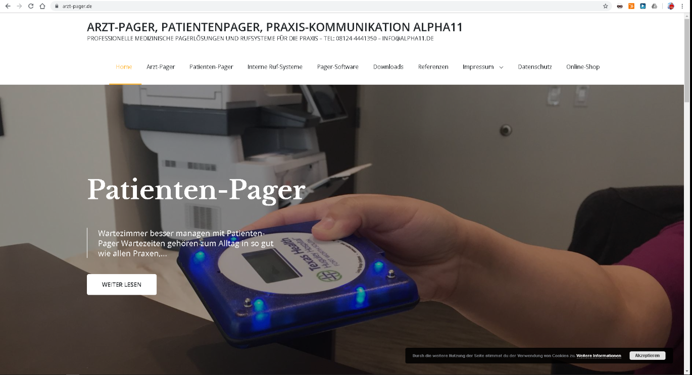 Arzt-Pager Website aus 2019
