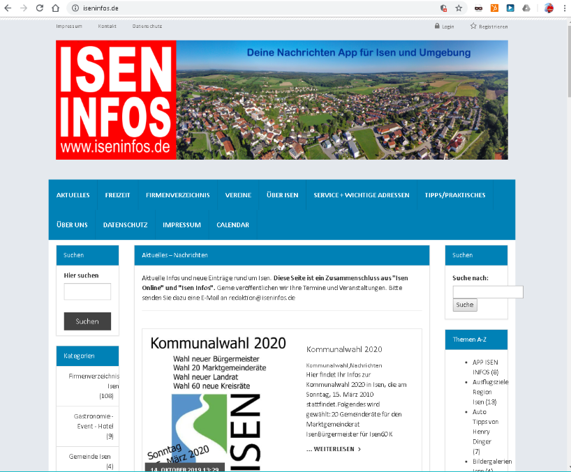 Orts Portal Isen Infos mit App-Entwicklung 2015