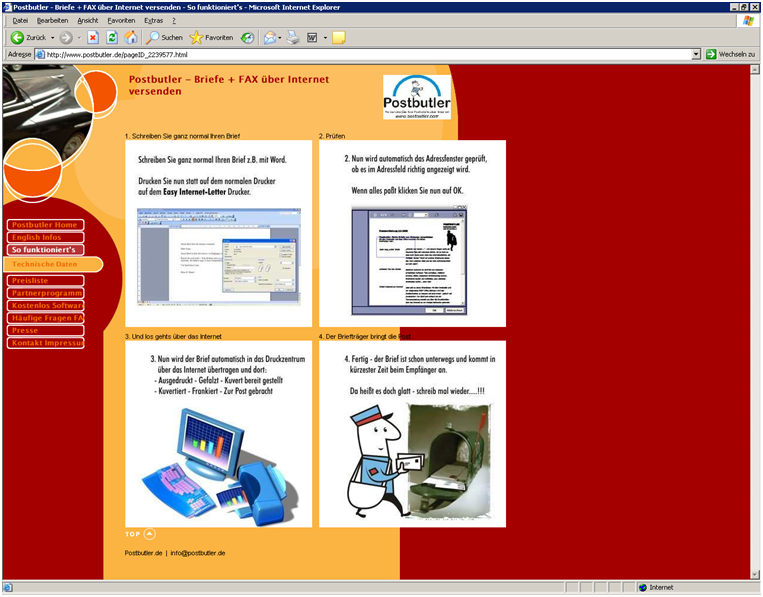 Postbutler Website 2001